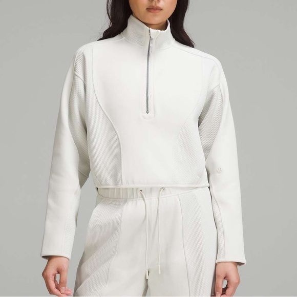 lululemon athletica Tops - Lululemon Mixed Fabric Half Zip Softstreme Pullover in Bone color